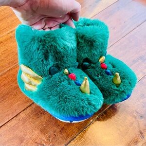Mini Boden Jewel Green Dragon Slipper Boots in Size 24 EU